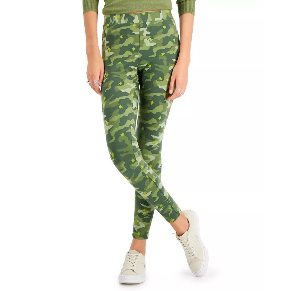 Style & Co‎ Petite Womens Size PXL Camo Star Printed Leggings Mid Rise Green